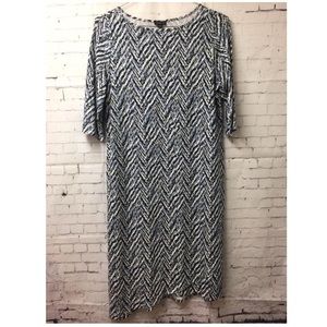 J. Jill Wearever Collection Blue White Dress